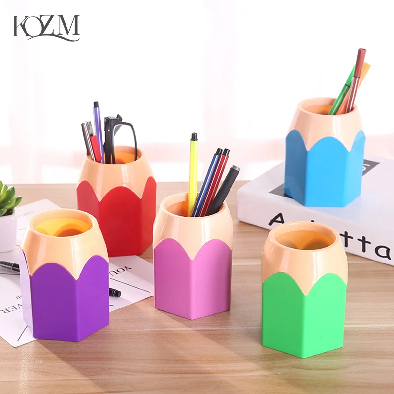 Creative Colorful Pencil Tip Pen Container Multifunctional Pencil Holder Creative Student Stationery Desktop Storage Pen Holder