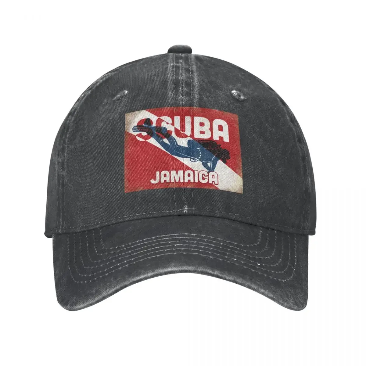 

Jamaica Scuba Dive Diver Blue Retro Summer Baseball Caps Vintage Denim Snapback Cap Funny Gift Caps Hat for Men Women