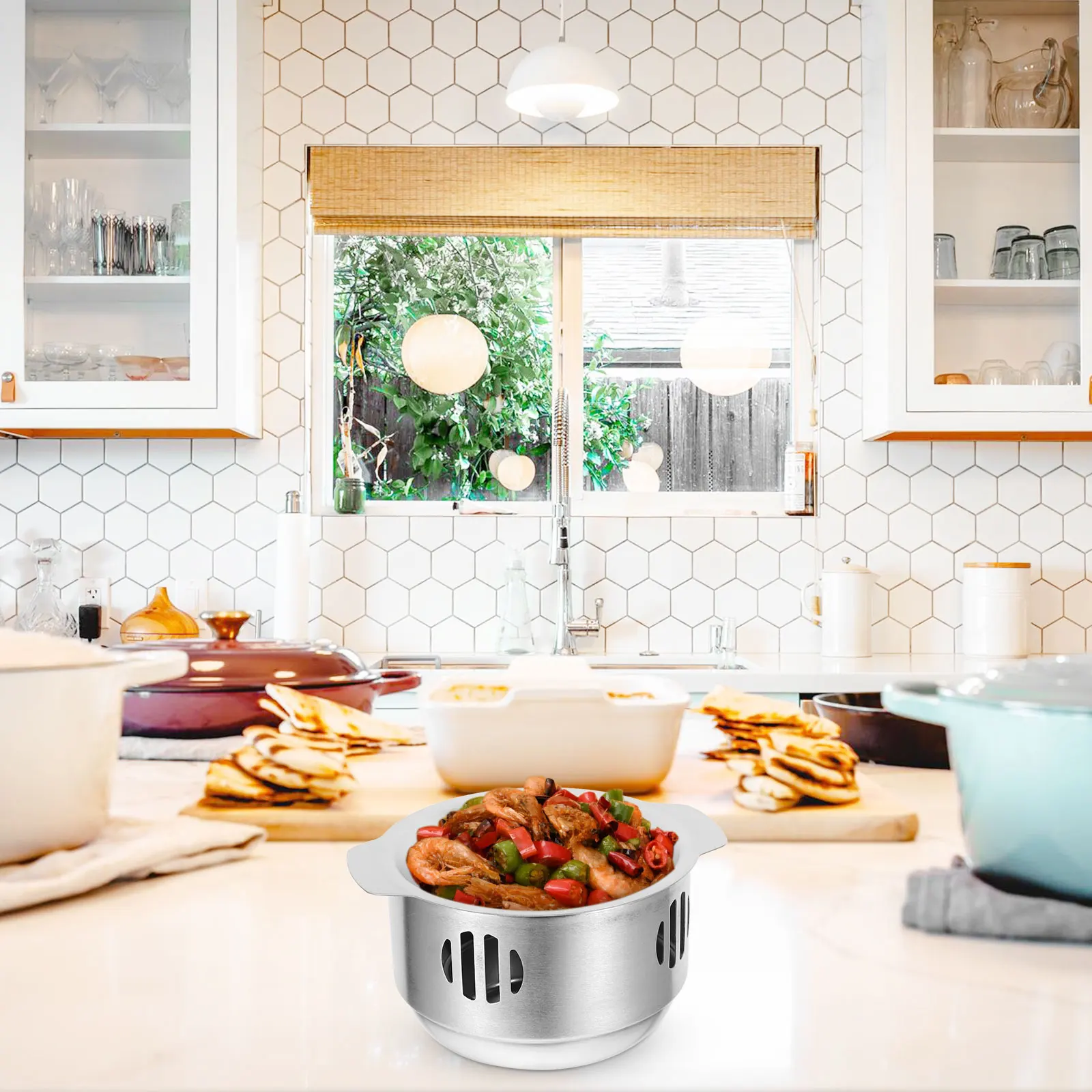 

1 set Stainless Steel Stockpot Household Food Non-Stick Cooking Pot with Stove Lightweight Easy Outdoor Cookware