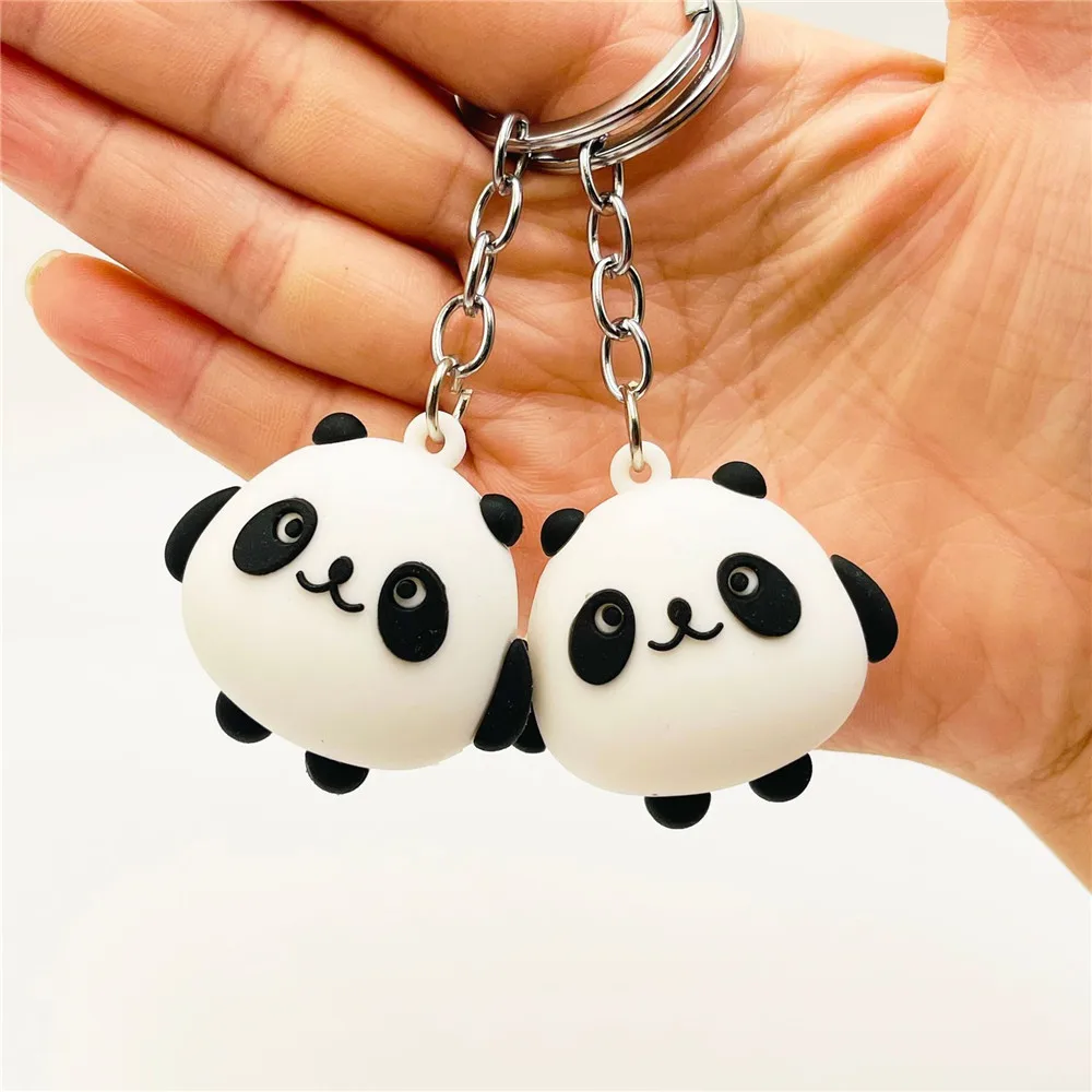 2024 New Cute Panda Keychain Creative Cartoon PVC Key Chain Panda Key Ring Car Keychain Bag Pendant Ornament Jewelry Gift Unisex