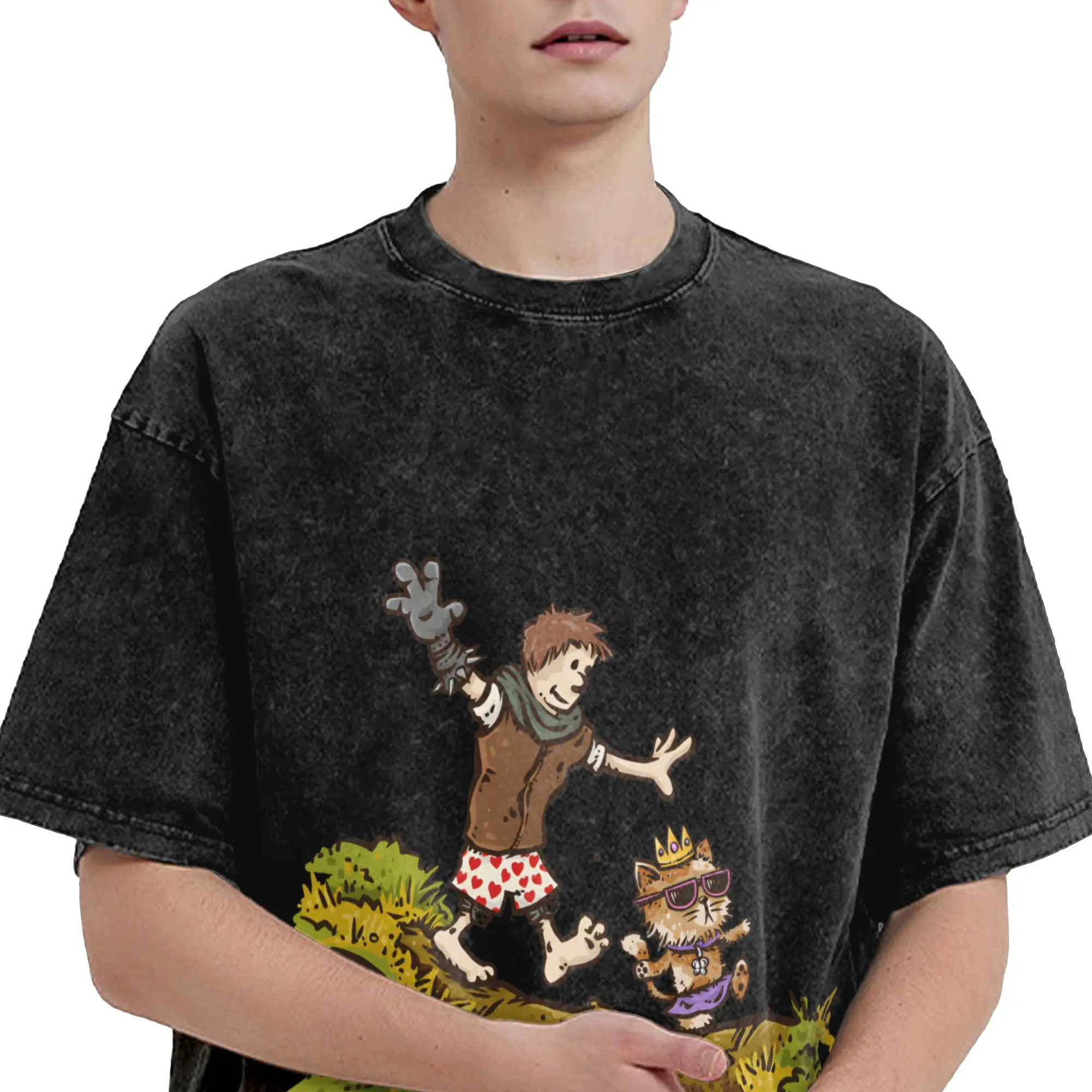 Carl And The Princess Donut and Mongo Dungeon Crawler Carl  T Shirts Hip Hop Washed Short Sleeve Harajuku T-Shirt Streetwear
