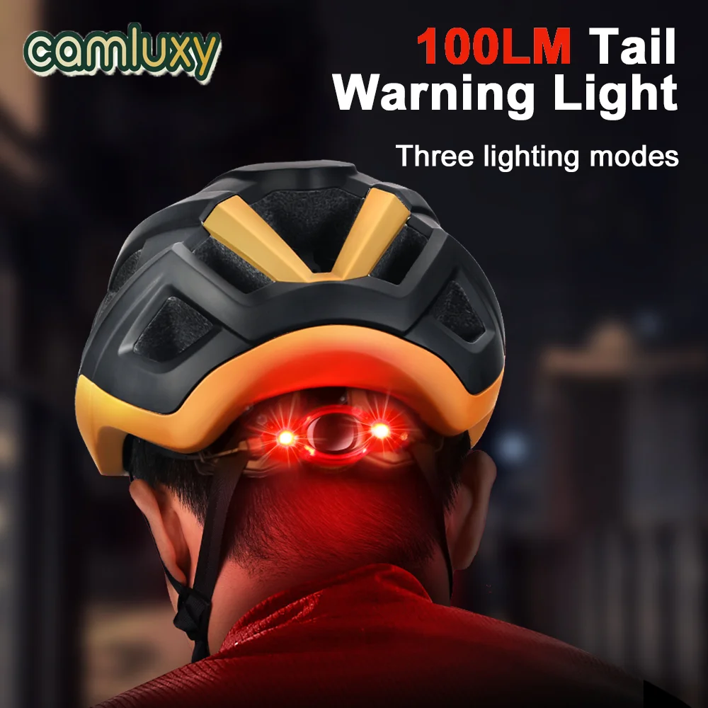 Camluxy Bicycle Helmet MTB Ride LED 100LM Tail Light Outdoor Riding Sports Racing Bicycle Helmet USB Rechargeable Safety Cap