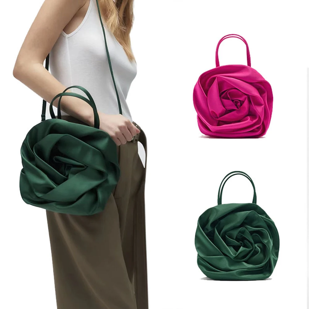 Luxury Rose Handbags Fashion Silk Shoulder Bag Flower Designer Bags Ladies Fashion Brands Crossbody Bags for Women 2023 Clutch