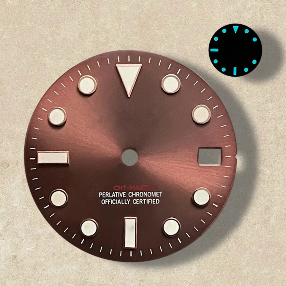 عالية الجودة 28.5 مللي متر S شعار NH35 الطلب أشعة الشمس YT-M الطلب مناسبة لحركة NH35/NH36/4R/7S الجليد الأزرق مضيئة NH35 اكسسوارات