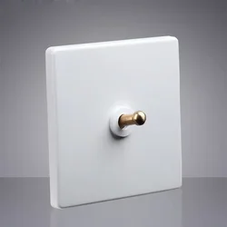 High Quality 86 Type Retro White Wall Light Brass Switch 1-4 Gang 1/2 Way Toggle Switch Flame Retardant PC Panel
