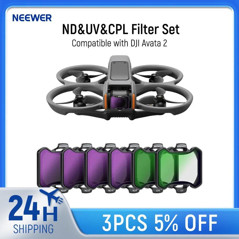 

NEEWER ND&UV&CPL Filter Set For DJI Avata 2, 6 Pack UV CPL ND8 ND16 ND32 ND64 Neutral Density Filters Drone Lens Accessories