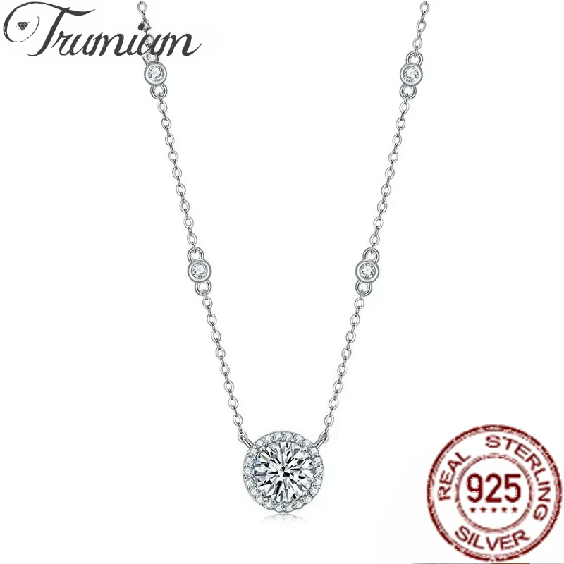 

Trumium 1 карат VVS D цвет муассанит с бриллиантами кулон ожерелья для женщин 925 серебро муассанит ожерелье с сертификатом подарочная коробка