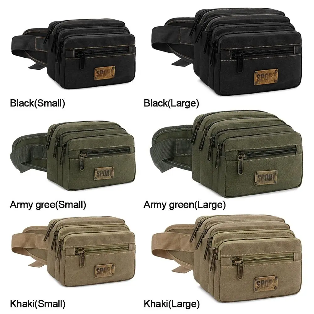 Large Capacity Waist Bags Fashion Multifunction Canvas Mobile Phone Pocket Cashier Bag Travel Crossbody Bags Outdoor Running Bag