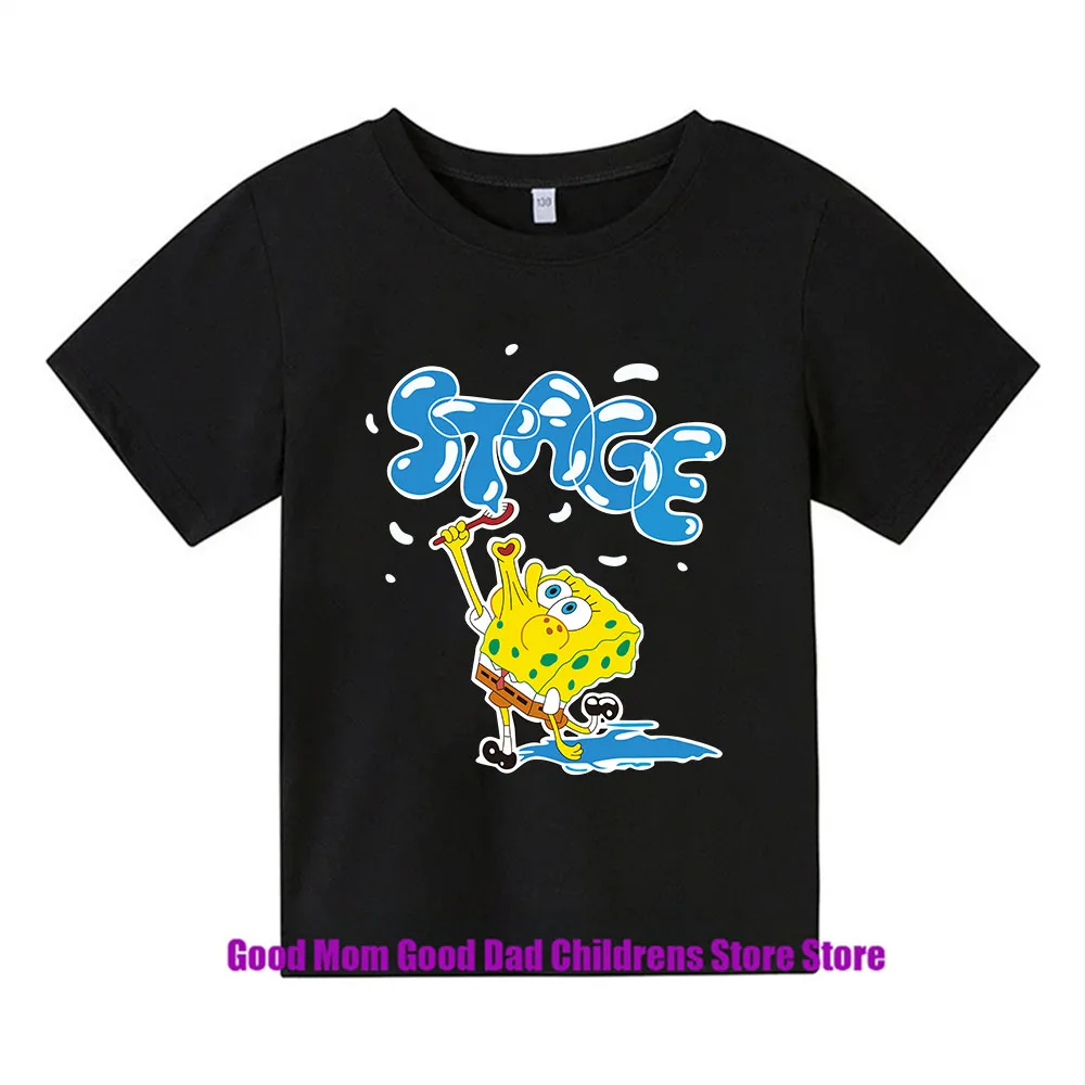 Spongebob Squarepants Summer Childrens Wear Boys And Girls T-shirt Top Cartoon Anime Print Children's Sportswear t shirt  boys