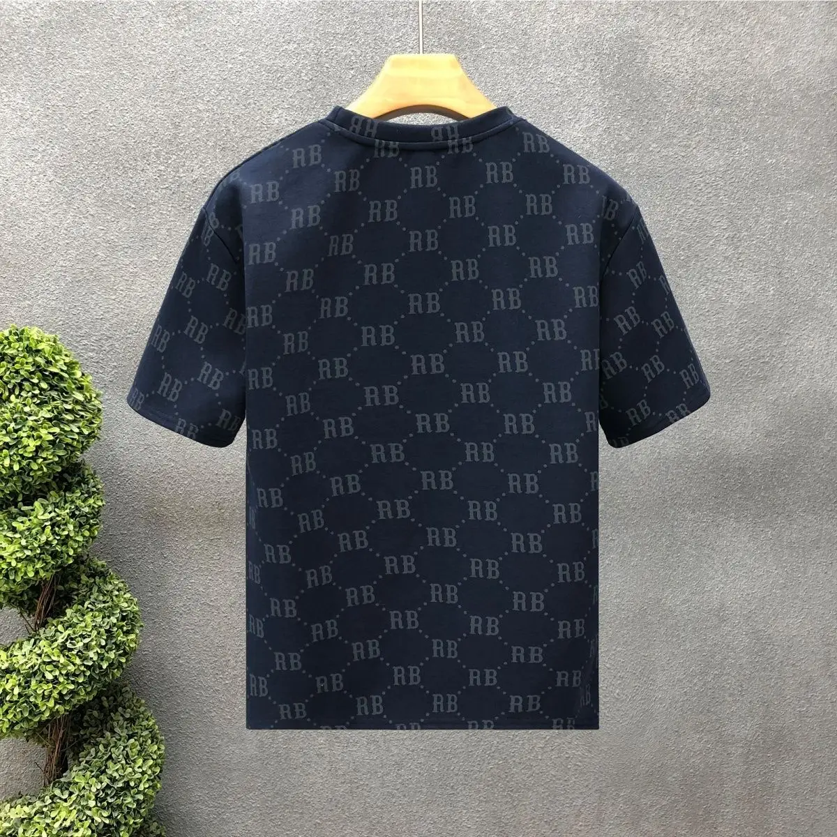 Light luxury 2025 summer khaki short-sleeved t-shirt trendy brand letter embroidery fashion printing