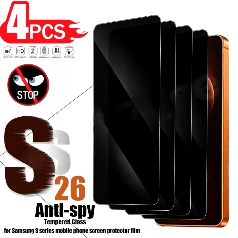 

4Pcs Anti Spy Full Screen Protector for Samsung Galaxy S26 S25 S24 Ultra S23 S22 S21 Plus S25 S24 FE Anti-Scratch Tempered Glass