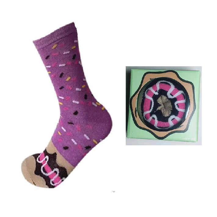 1 par de cajas de embalaje para hombre y mujer, calcetines de diseño personalizado, Donut, conjunto de Navidad, caja de regalo, calcetines, regalos felices