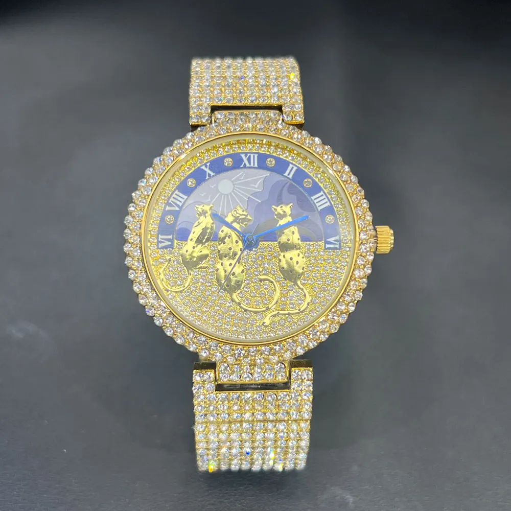 MISSFOX Leopard Head Women's Watches Full Diamonds Quartz Fashion Personality Ladies Jewelry Temperament Bracelet Watch New