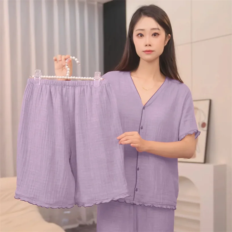 مجموعة ملابس نوم نسائية جديدة لربيع وصيف 2025 من غزل القطن ومريحة بأكمام طويلة