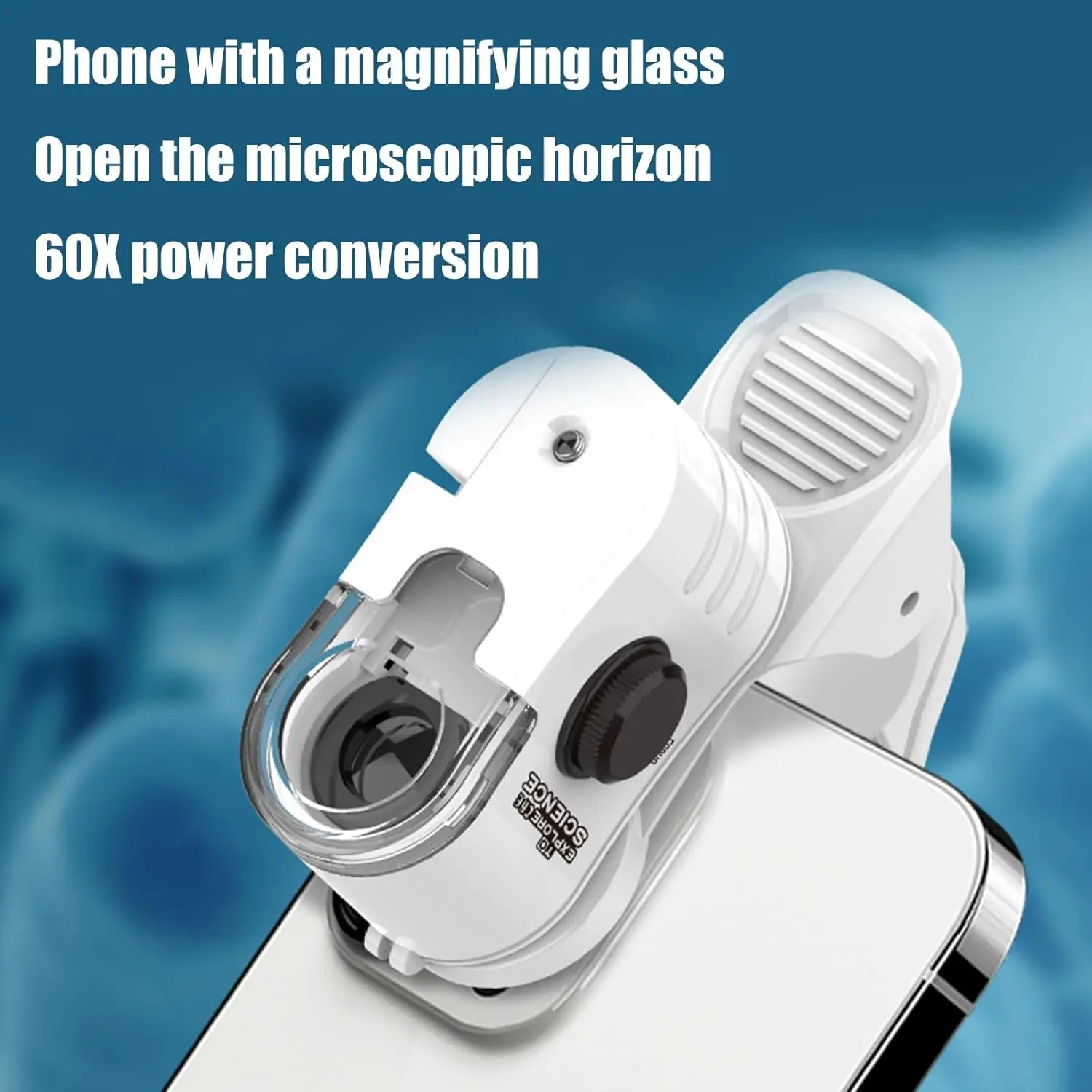 1pc 60X Mini Optical Microscope with Mobile Phone Clip for Observing Plants Currency Printing Handheld Portable Puzzle Toy Gifts