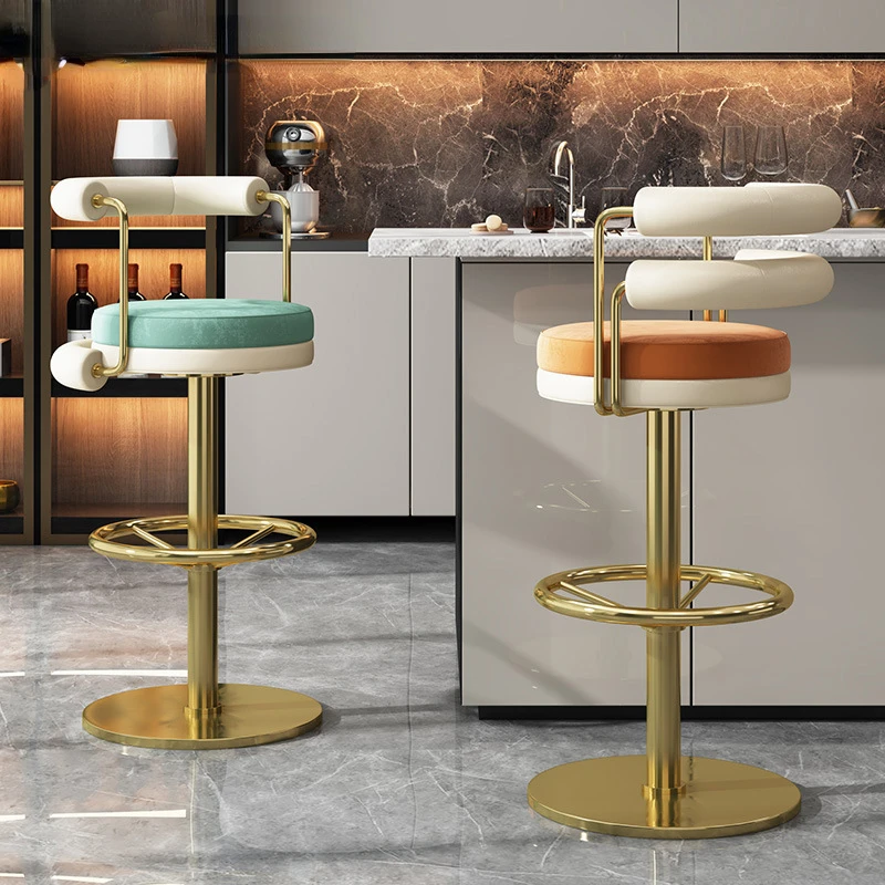 

Modern Minimalist Bar Stools Chair Desk Creative Cashier Dining Chair Stainless Steel Barstool High Bench Stool Counter Stool