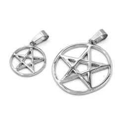 Classic Pentagram Shield Pendant Necklace Stainless Steel Charm Jewelry Fashion Star Biker Men Pendant SWP0298SL