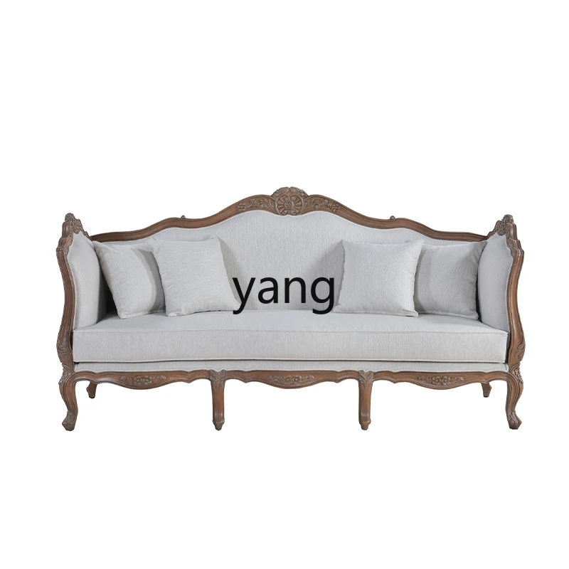 

LTT American home solid wood sofa small apartment living room furniture French retro three-person sofa