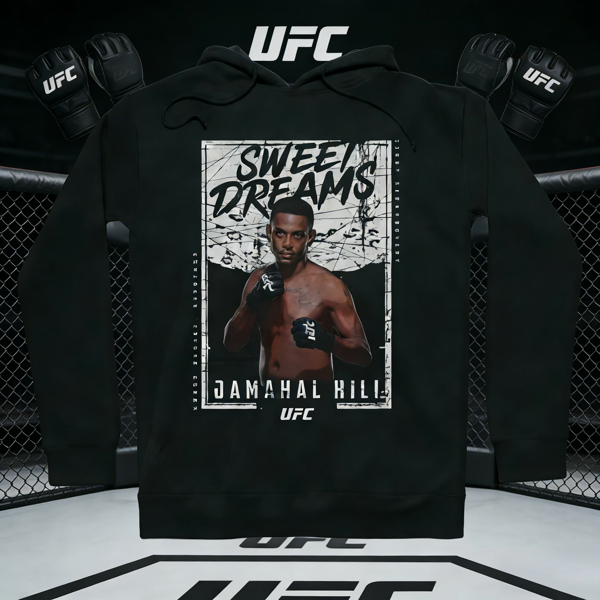 Bluza z kapturem UFC Jamal Hill 2026 Jesień/Zima, z czystej bawełny, oddychająca, z nadrukiem, casualowa, odpowiednia zarówno dla mężczyzn, jak i kobiet.