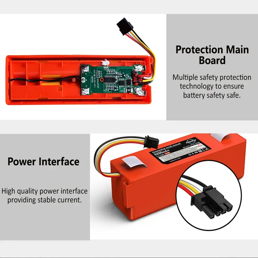 Batterie de rechange d'origine pour Xiaomi Roborock, pièces d'aspirateur robot Dock, 14.4V, 12800mAh, S55, S60, S65, S50, S51, S5 MAX