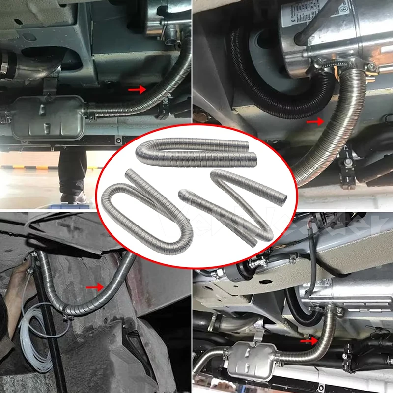 60cm-300cm/22mm/32mm Dual-layer Car Truck Van Diesel Air Parking Heater Stainless Steel Exhaust Pipe Tube Gas Vent Hose