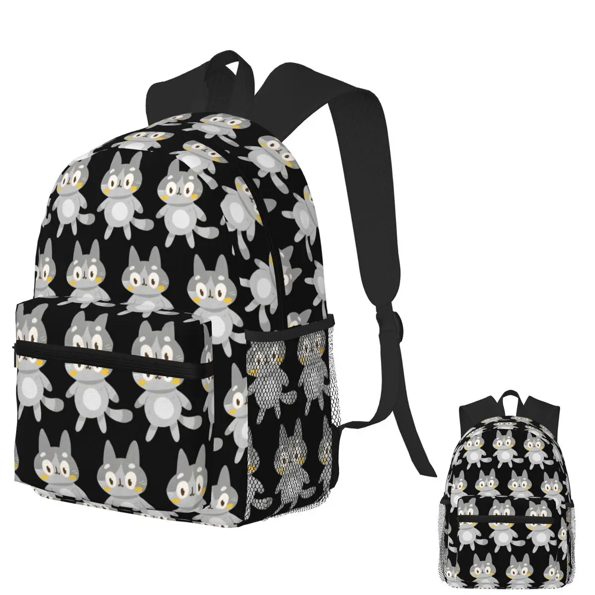 

Gray Cat With Stripes Student Backpack School Bag Hiking Travel Daypack for Boys Girls Bookbag Shoulder Bags