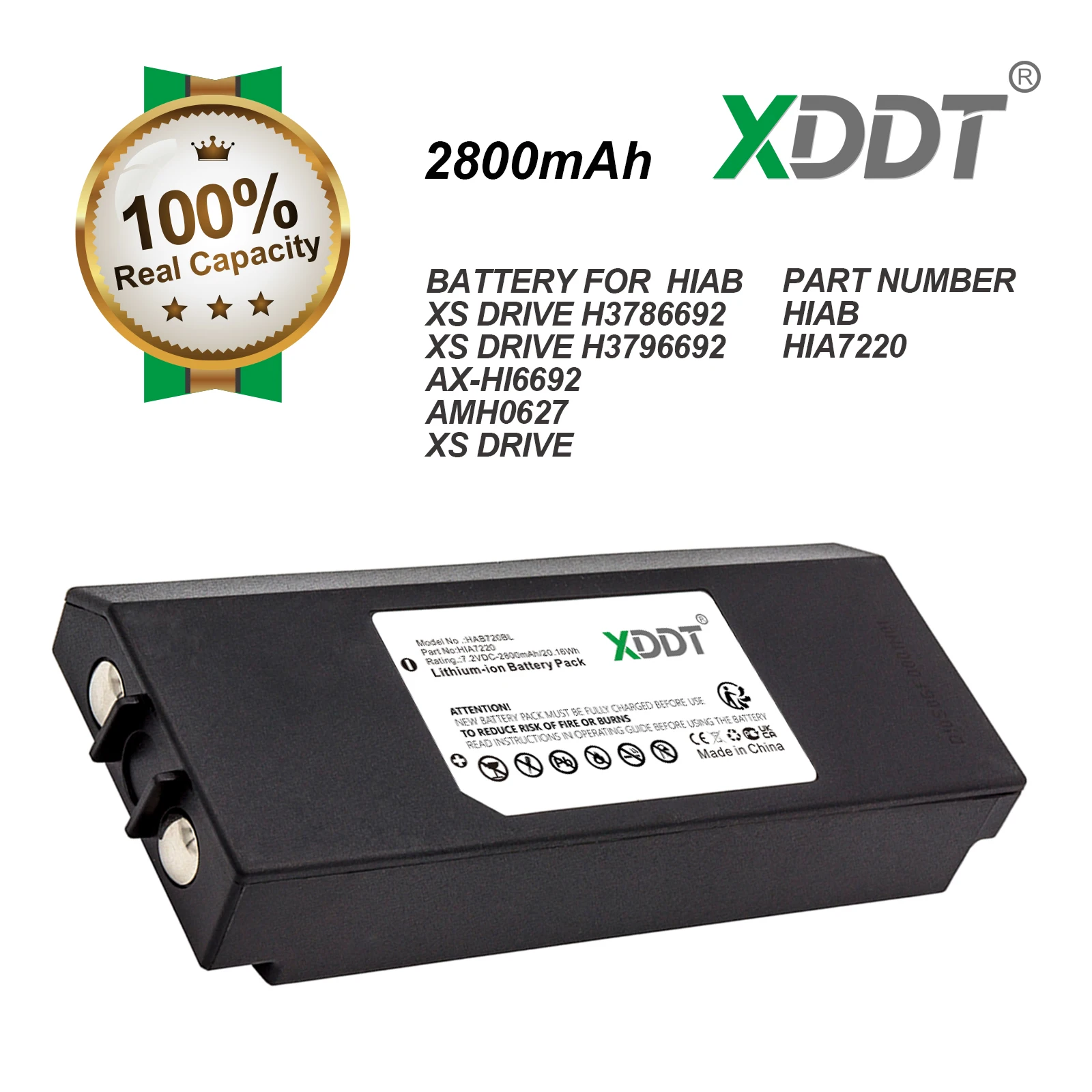 Crane Remote Control Battery 7.2V/2800mAh HIA7220 for Hiab AMH0627 AX-HI6692 XS Drive H3786692 H3796692