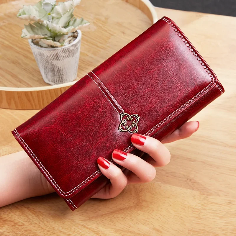 

2023 Card Holder Lady Long Leather Clutch Bag Women's Wallet Portfel Damski Money Bag