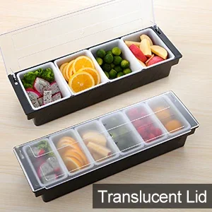 50CM Condiment Serving Container Chilled 6-Compartment Trays with Lid Plastic Ingredients Condiment Dispenser Reusable Ice 2023