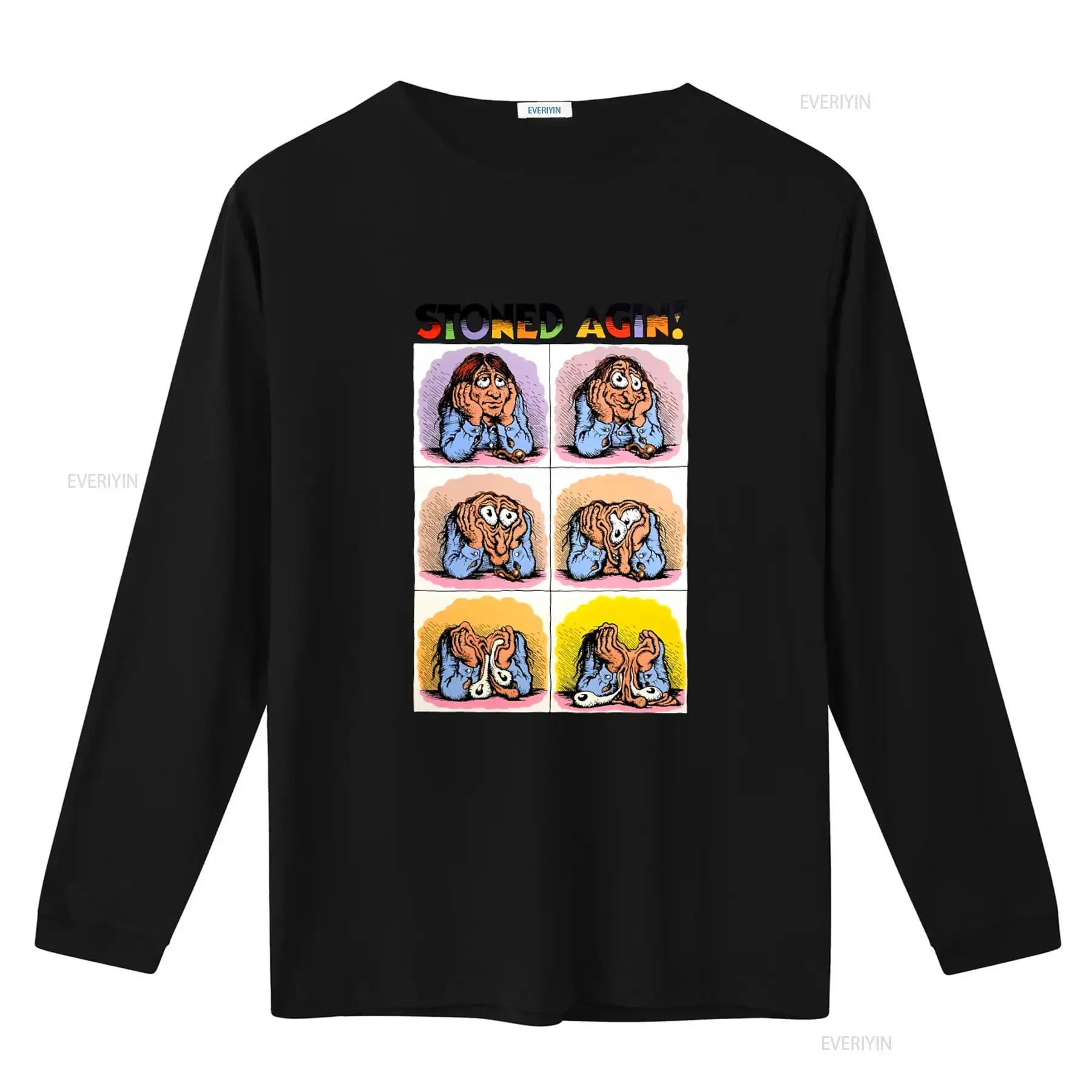 Stoned Again Agin T Shirt Robert Crumb Art Underground Comix Retro Cartoon Print Unique  vintage Washed homme Versatile