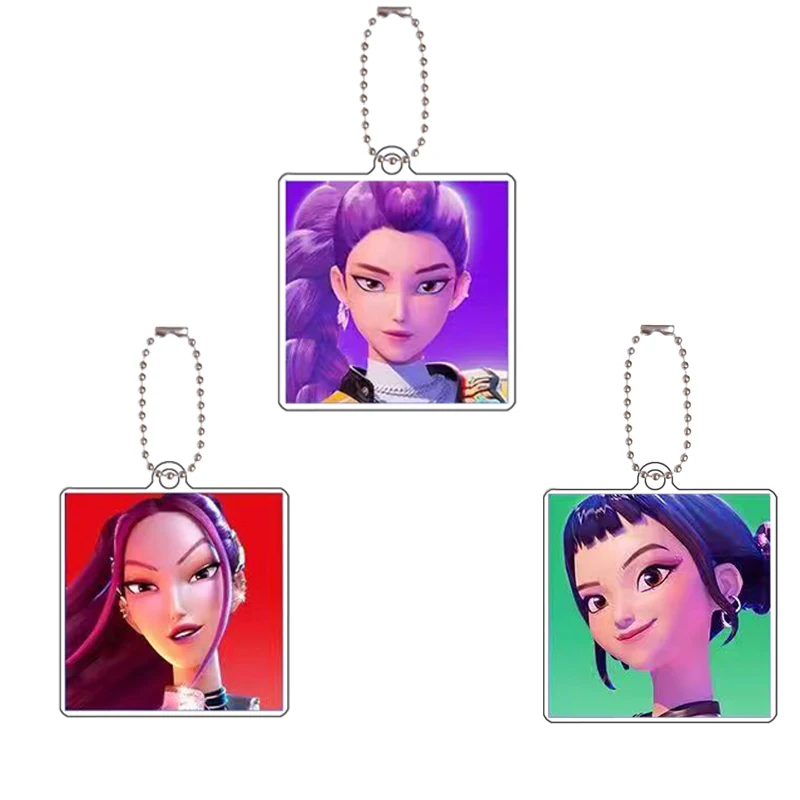 

3Pcs Mystery Rumi Mira Zoey Kpop Demon Hunters Key Ring Acrylic Keychain Tiger Key Chain Pendant Accessories Costume Props Fans