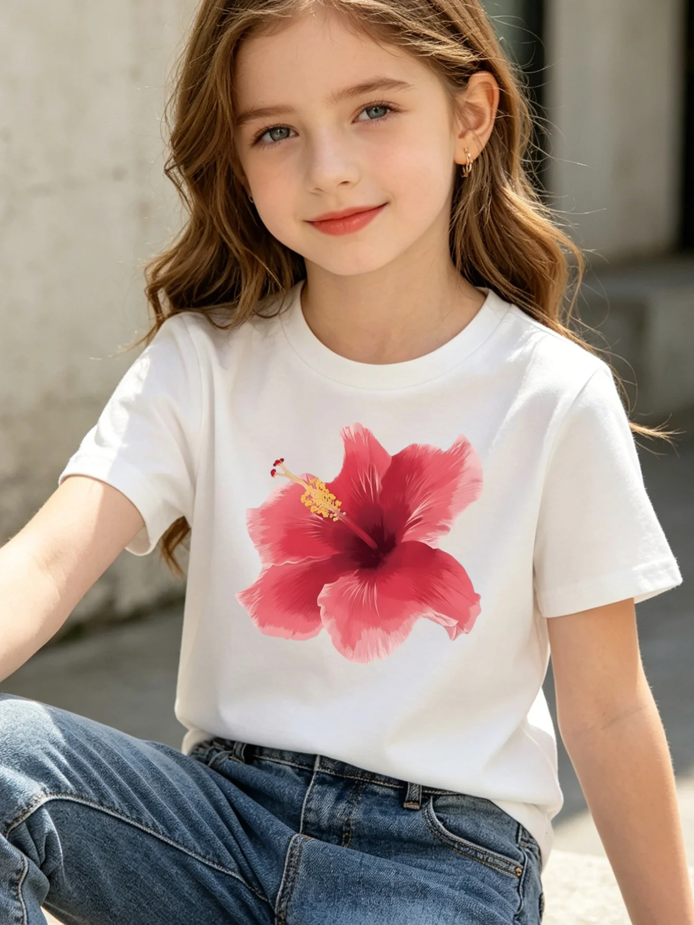 Family Match T Shirt Tropical Hibiscus Flower Print Cotton Short Sleeve Tee For Girls Boys Toddler Parent Summer Daily Wear