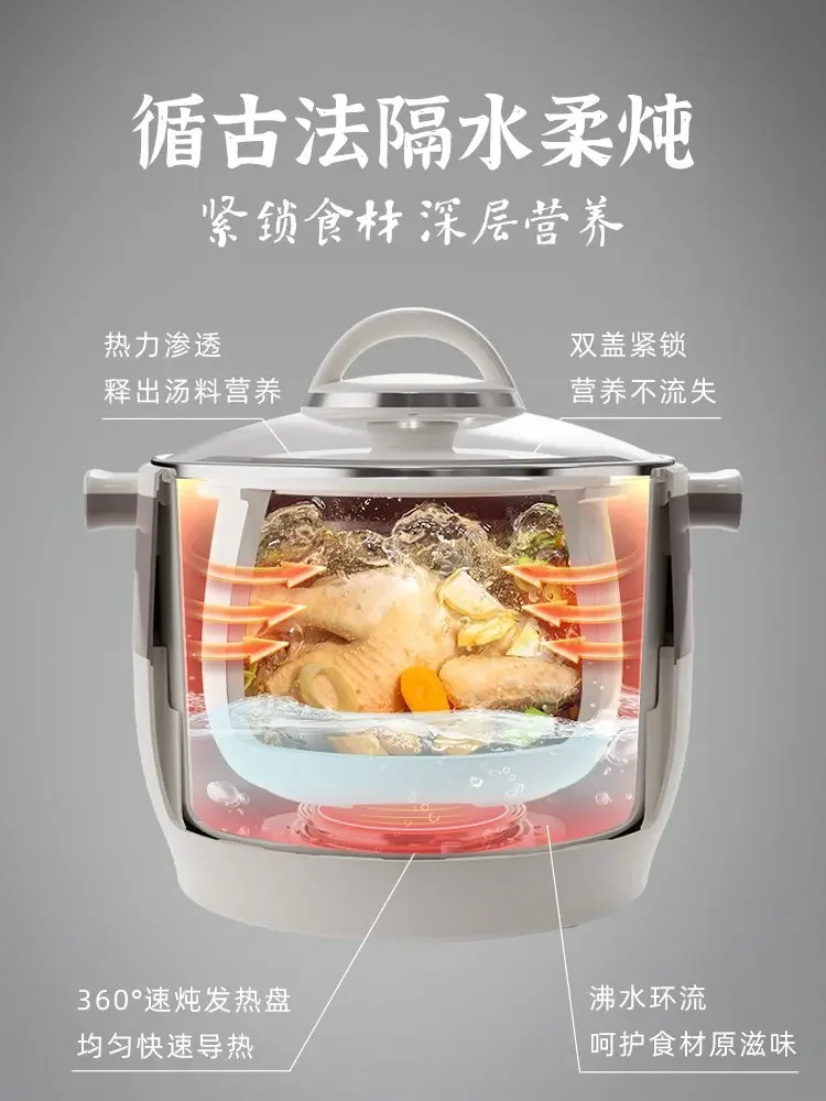220V Bear Electric Stew Pot Automatic Ceramic Soup Cooker Large Capacity for Home Use DDD