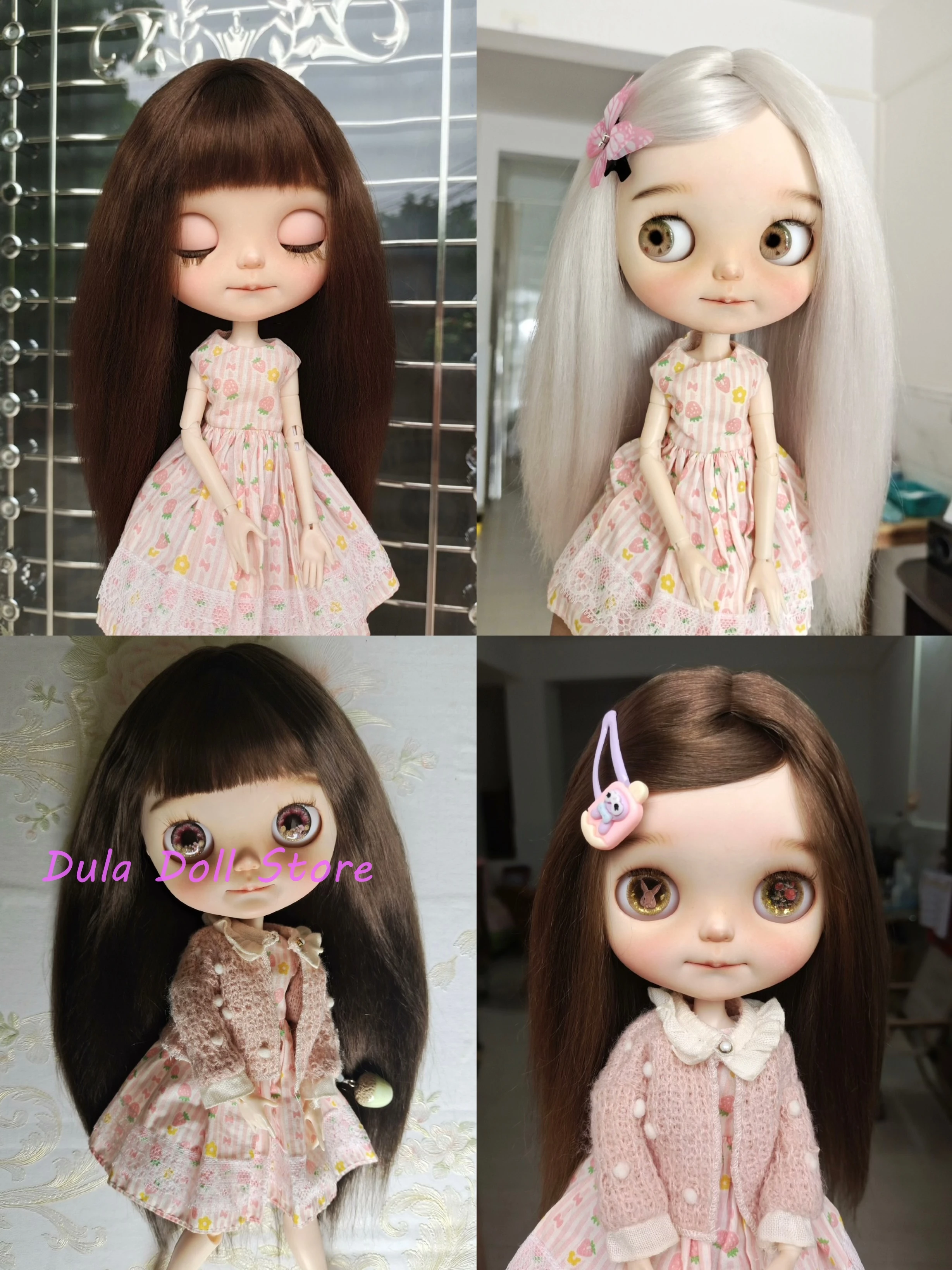 Dula Doll Wigs for Blythe Qbaby Mohair Straight hair Simple hairstyles 9-10 inch head circumstance