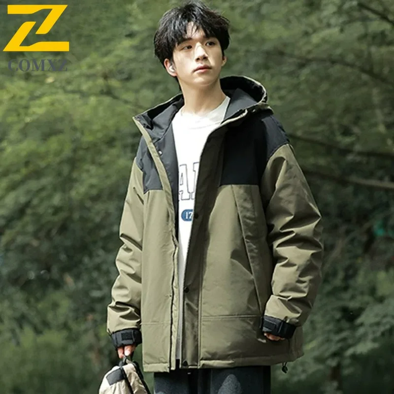 

Зимняя мужская легкая парка 2025, новая высококачественная толстая теплая куртка-пуховик, уличная походная лыжная морозостойкая стеганая куртка с капюшоном