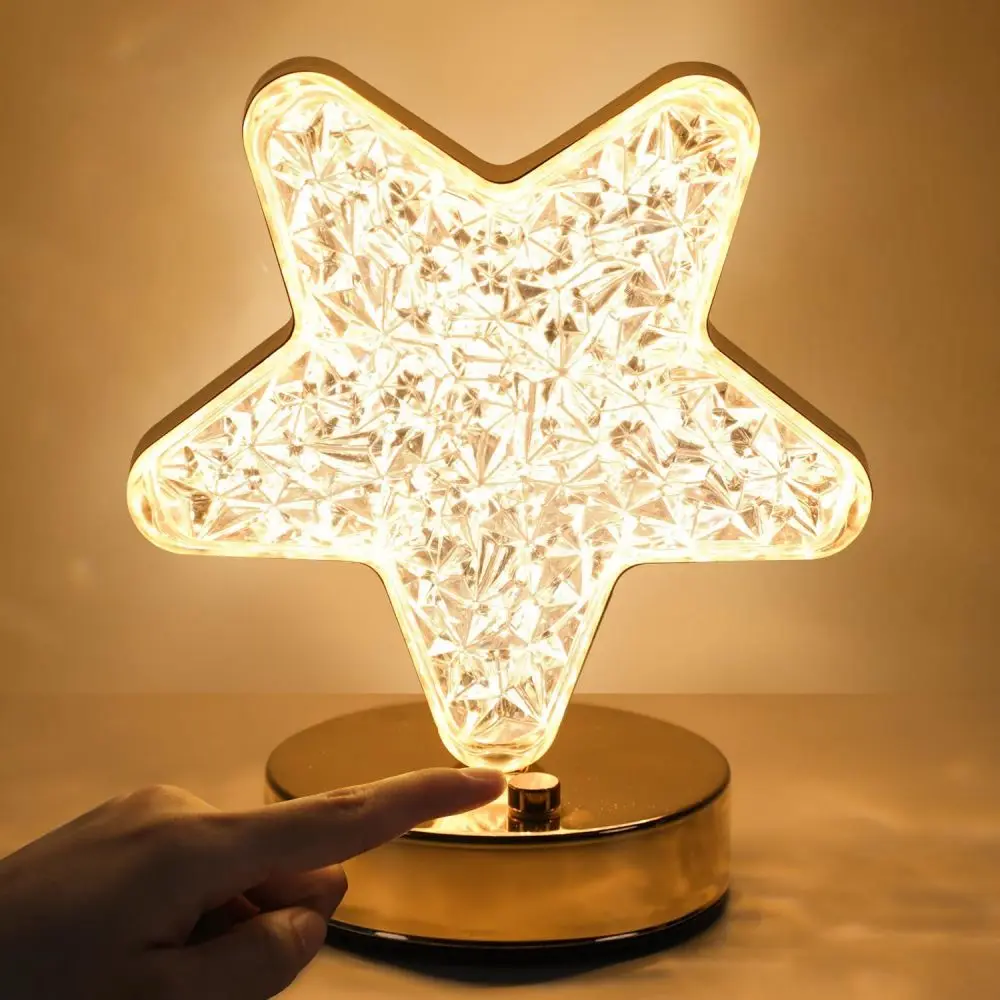 Star Moon Lamp Crystal LED Night Light USB Touch Dimming Table Lamps Bedroom Bedside Desk Lamp Room Decorations Girls Kids Gifts