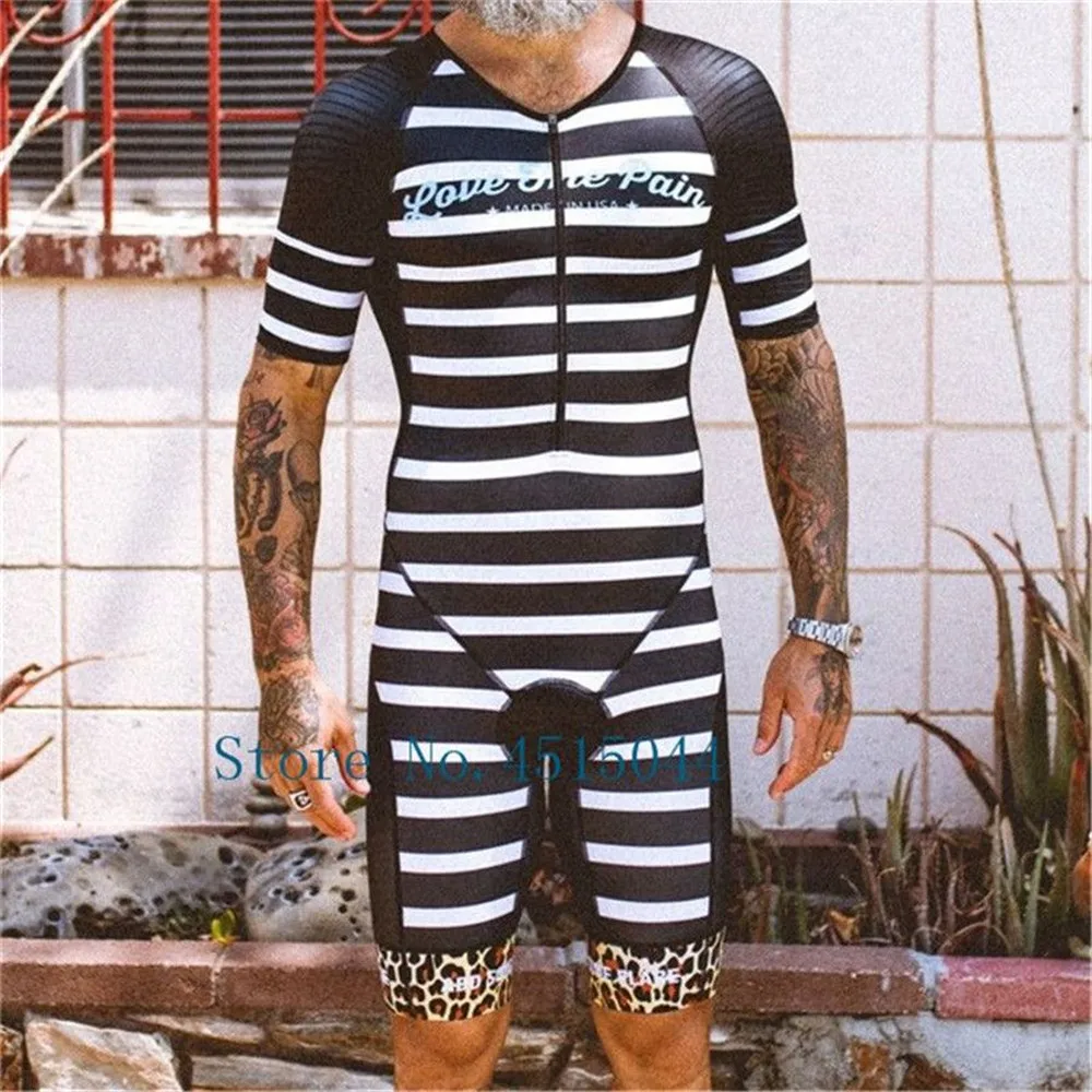 Triathlon Men Cycling Racing Sleeveless Swimsuit Professional Road Bike Cycling Short Sleeve Trisuit Long Distance Bodysuit