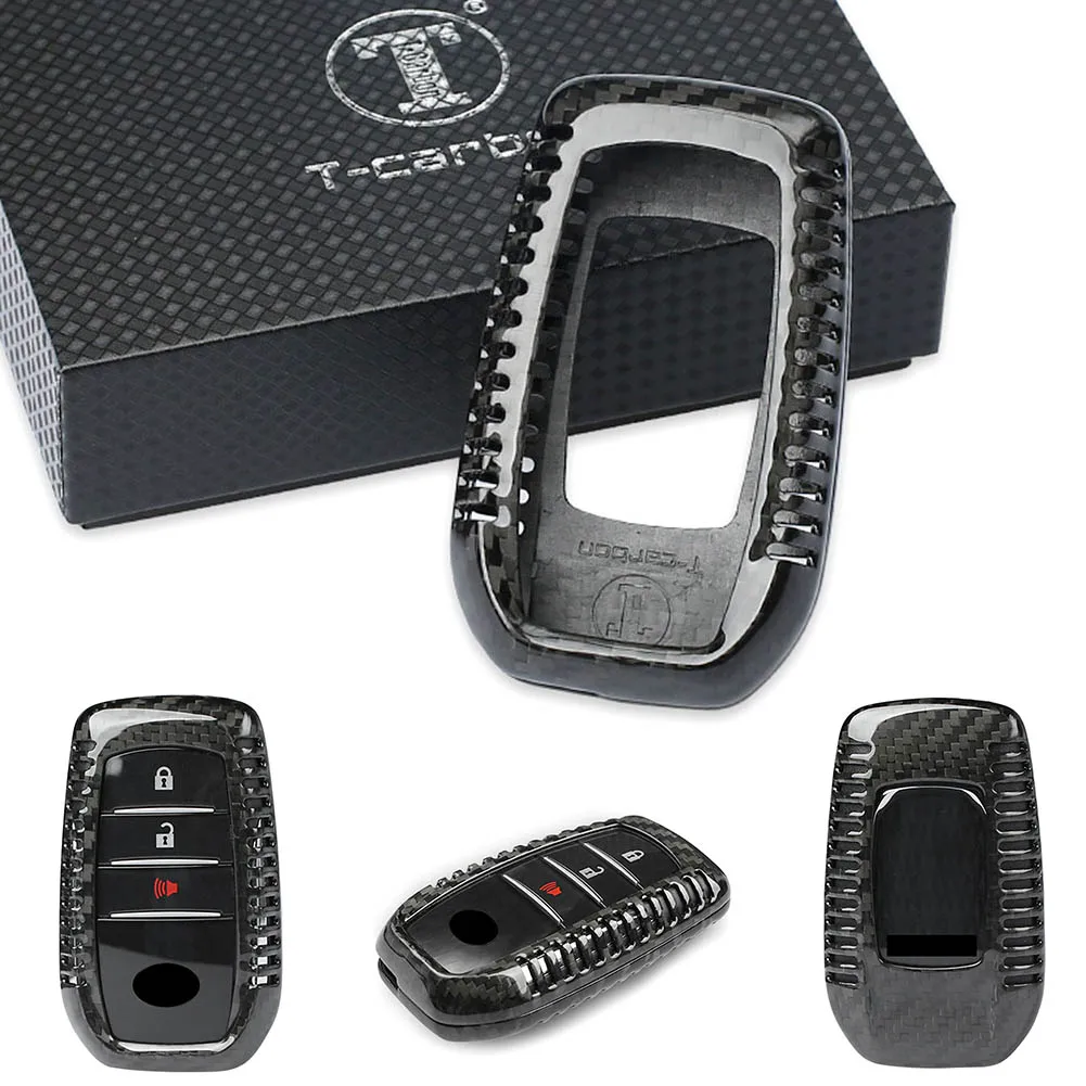 T-Carbon Car Remote Key Fob Case Shell Housing Carbon Fiber Black For Toyota Alphard RAV4 Hilux etc.