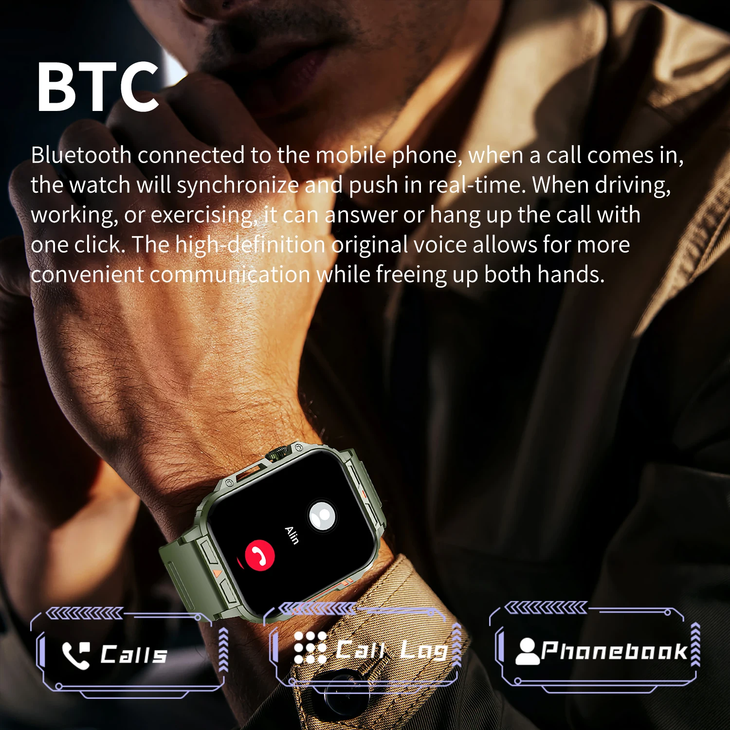 Uhoofit L81 ساعة ذكية 1.95 بوصة شاشة ملونة بلوتوث دعوة الرياضة جهاز تعقب للياقة البدنية IP68 مقاوم للماء ساعة ذكية للرجال والنساء