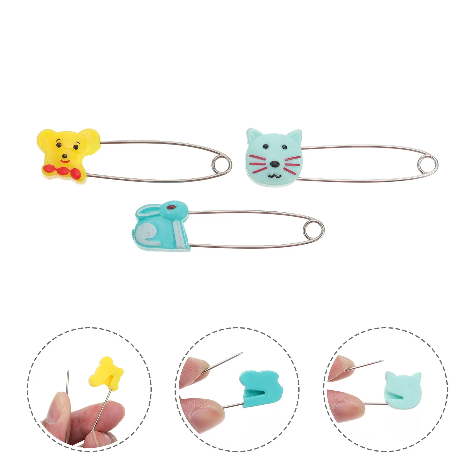 

10Pcs Safety Pin Cartoon Animal Pattern U-Shaped Buckle Lock for Diapers Clothes Gloves Pin Cartoon Lock