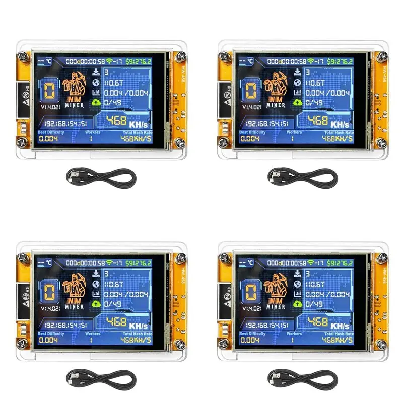 Classic-4X Nmminer Nerdminer V2 468KH/S Hashrate BTC Solo Lottery Miner ESP32 2.8Inch Smart Display Bitcoin Crypto Lottery Miner