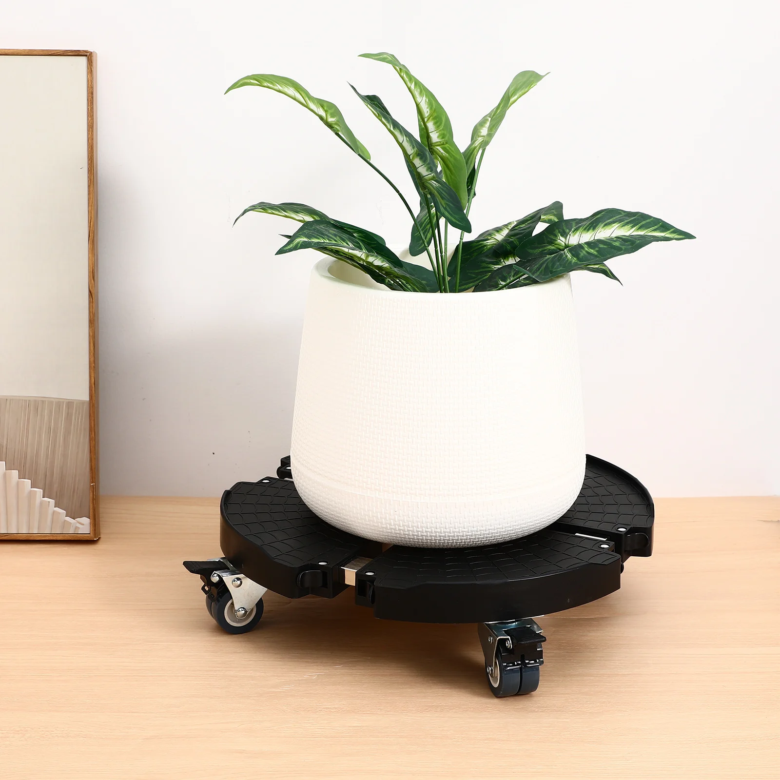 

Flower Pot Base St Wheels Adjustable Planter Tray Trolley for Indoor Outdoor Black Extendable Design Rolling Garden Cart