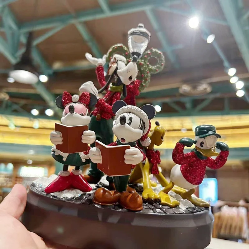 Disney Original 2022 Shanghai Cartoon Mickey Minnie Donald Duck Christmas Ornaments Figurine Gifts Collection Girlfriend Gifts