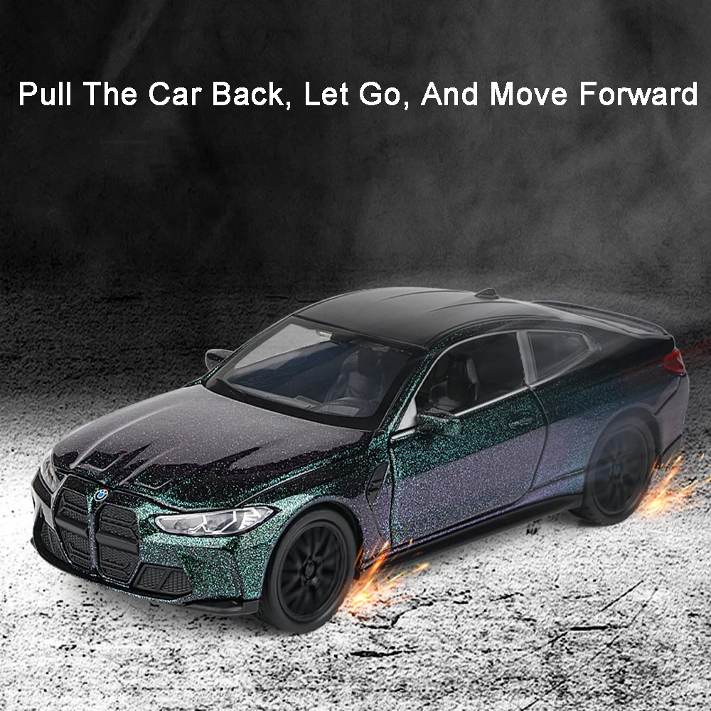 1:32 M4 M8 Model Miniature Car Toy Alloy Diecast Sound Light Doors Opened Pull Back Rubber Tires Ornament Vehicles Kids Gifts