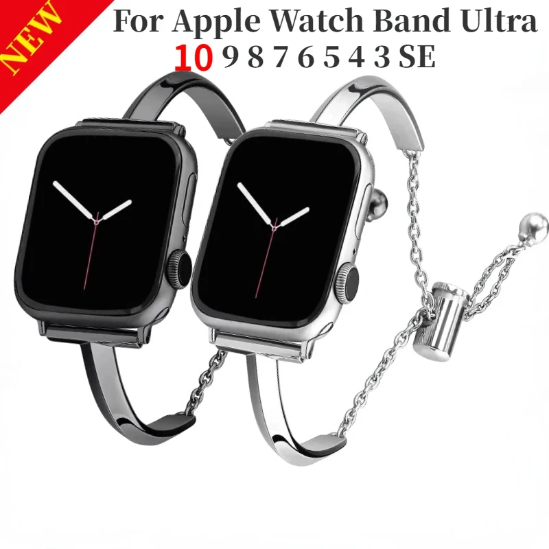 

Metal Slim Strap for Apple Watch Band Ultra 49mm 10 9 8 7 45mm 41mm 42mm 46mm Women Bracelet Wristband iWatch 6 5 4 SE 44mm 40mm