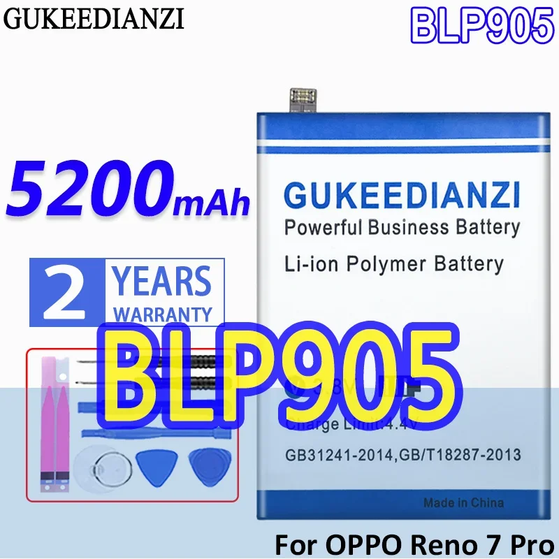 

High Capacity GUKEEDIANZI Battery BLP905 5200mAh For OPPO Reno 7 Pro 7pro