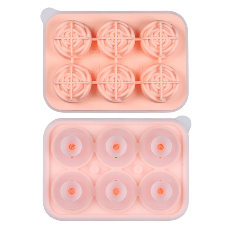 

6-Cavity Rose Ice Cube Mold 3D Silicone Ice Mold with Dustproof Lid & Built-in Funnel Perfect for Home, Whiskey, Cold Drinks