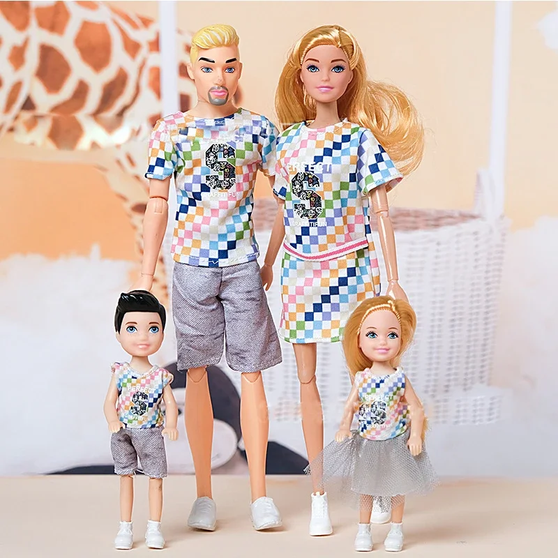 1/6 BJD دمى الأسرة مع الوالدين والطفل ارتداء زوجين دمى طفلة أمي أبي لعب الأدوار لتقوم بها بنفسك بيت الدمية لعبة للبنات الهدايا