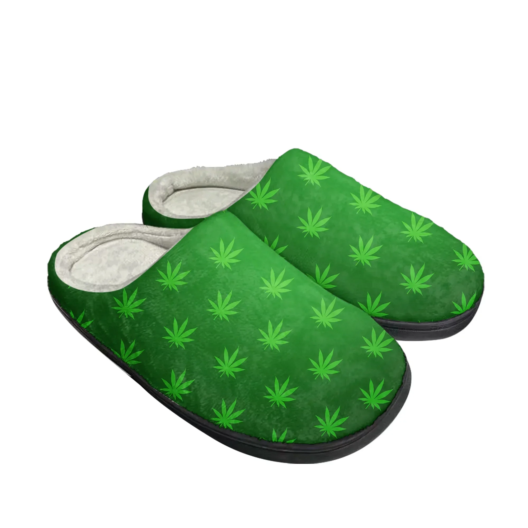 Leaf Weed Rasta Marijuana Red Yellow Green Art Home Cotton Slippers Mens Womens Plush Bedroom Keep Warm Shoe Customized DIY Shoe view 3