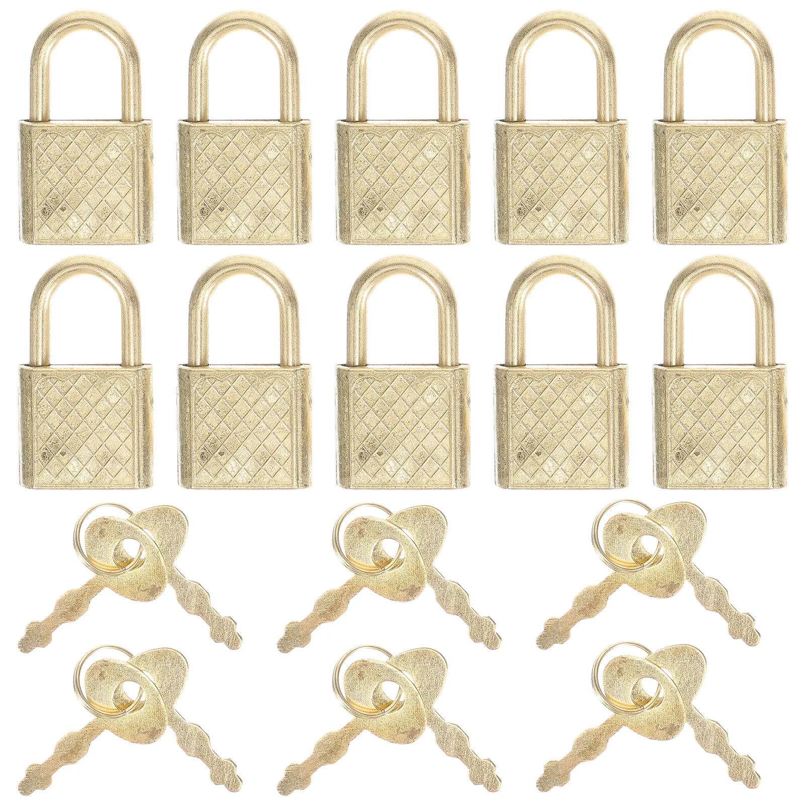 

10pcs Zinc Alloy Padlocks Golden Mini Safety Locks Durable Corrosion Resistant Notebook Suitcase Small Practical Household